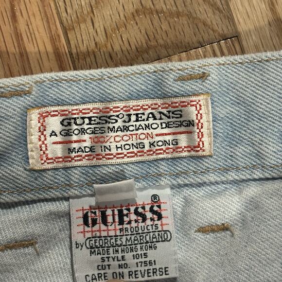 Vintage Guess Light Wash Patchwork High Rise 80s 90s Denim Shorts Vtg Retro - Picture 9 of 10